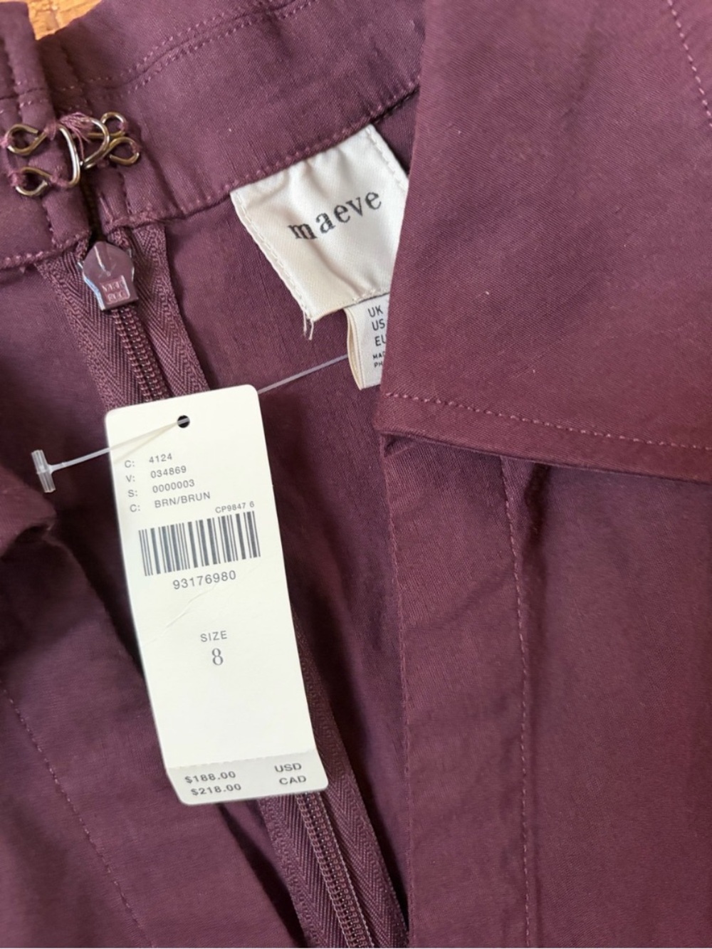 New Anthropologie Maeve Colette Wrap Belted Wide Leg Jumpsuit Purple Plum Fall 8 - Picture 4 of 4